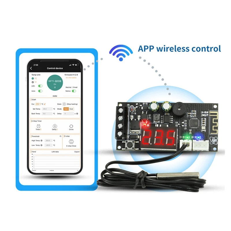 Remote WIFI Thermostat High Precision Temperature Controller Module Cooling And Heating APP Collection Easy To Use Black