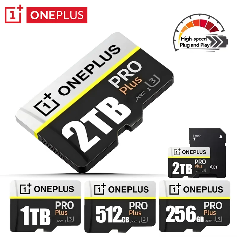 Tarjeta SD OnePlus de 2TB de alta velocidad V30 A2 4K, tarjeta de memoria de 512GB, 256GB, 1TB, adaptador Micro TF SD para uso cruzado en teléfonos inteligentes/tabletas/PC