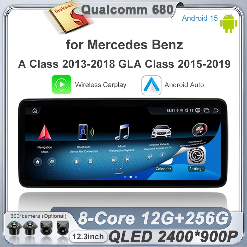Wireless Carplay Android Auto Radio For Mercedes Benz A Class CLA GLA Class W176 C117 X156 2015-2019 4G Car Multimedia Player
