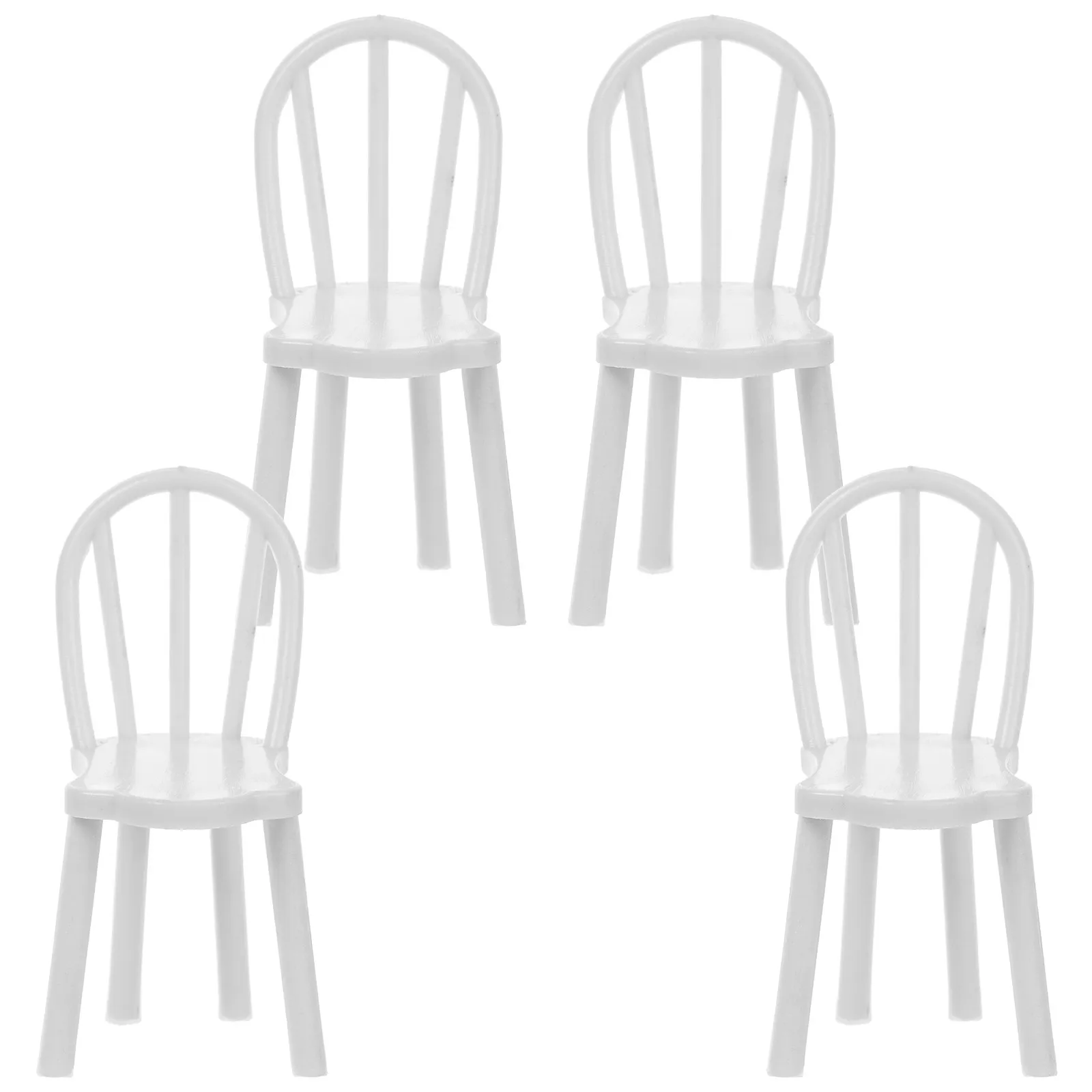 

4Pcs Miniature Chair PVC Smooth Surface Vintage Style Miniature Furniture for Mini House Decoration Charming Mini Chair