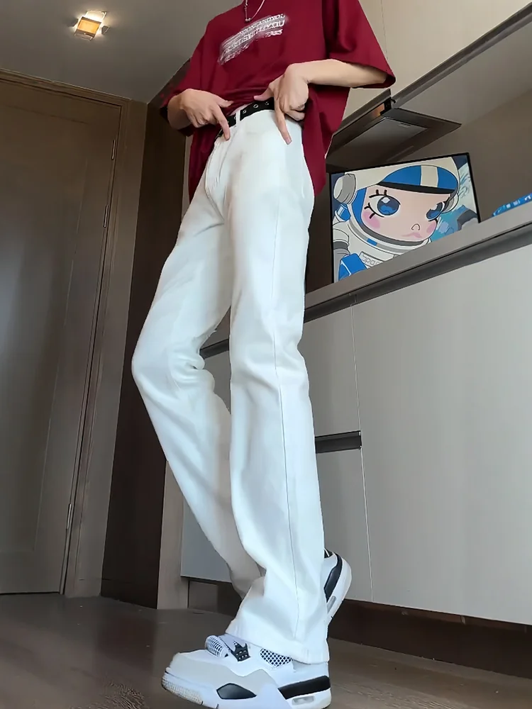 

Мужские джинсы Cleanfit белые, прямые, облегающие, из эластичного хлопка, с высокой талией, стрейч, повседневные, однотонные