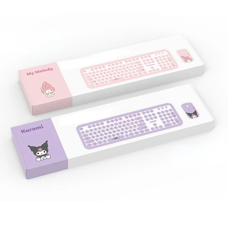 Imagem -04 - Sanrio Olá Kitty Melodia Computador Portátil Teclado sem Fio Desktop Usb Bonito dos Desenhos Animados Mouse Conjunto Kuroumi