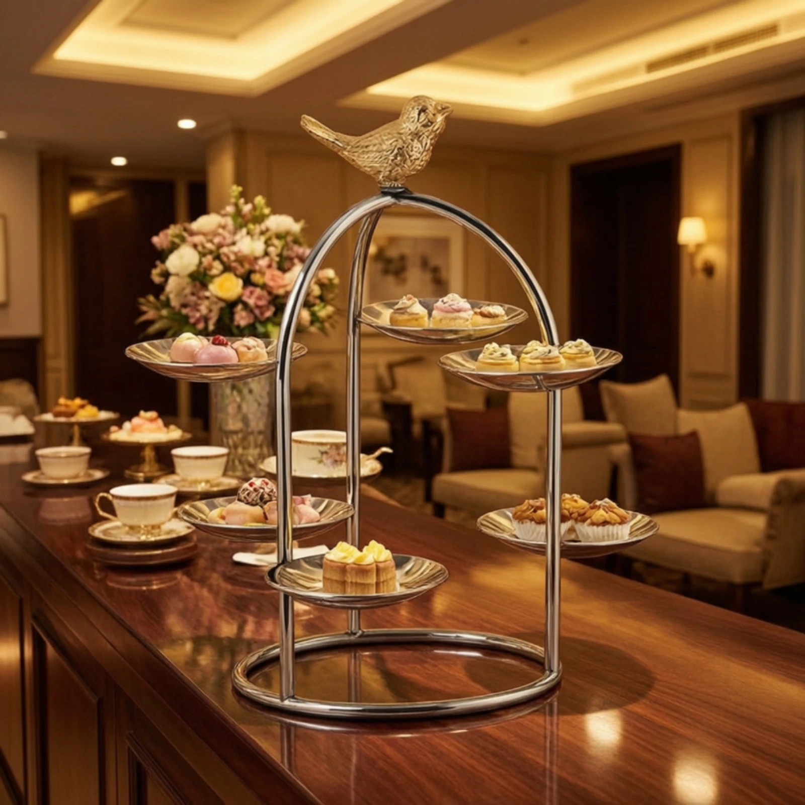 Dessert Display Stand Decorative Dessert Stand with Tiers Tiered Serving Tray Freestanding Stable for Caterers, Party, Wedding - view 4