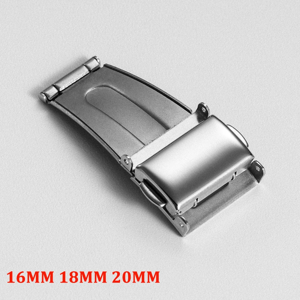 Stainless Steel Double Push Button Clasp Buckle for 16mm,18mm,20mm Watch Strap Band Deployment Fold Buckle
