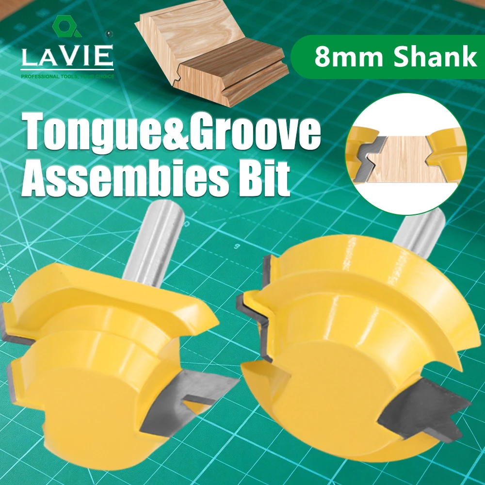 LAVIE 8mm Shank Octagonal Lock Miter Router Bit For Woodworking Furniture Joints DIY Wood Milling Cutter Trimming Tool MC02065