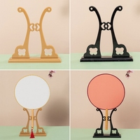 Chinese Round Hand Fan Holder Display Rack Vintage Folding Fan Stand Base