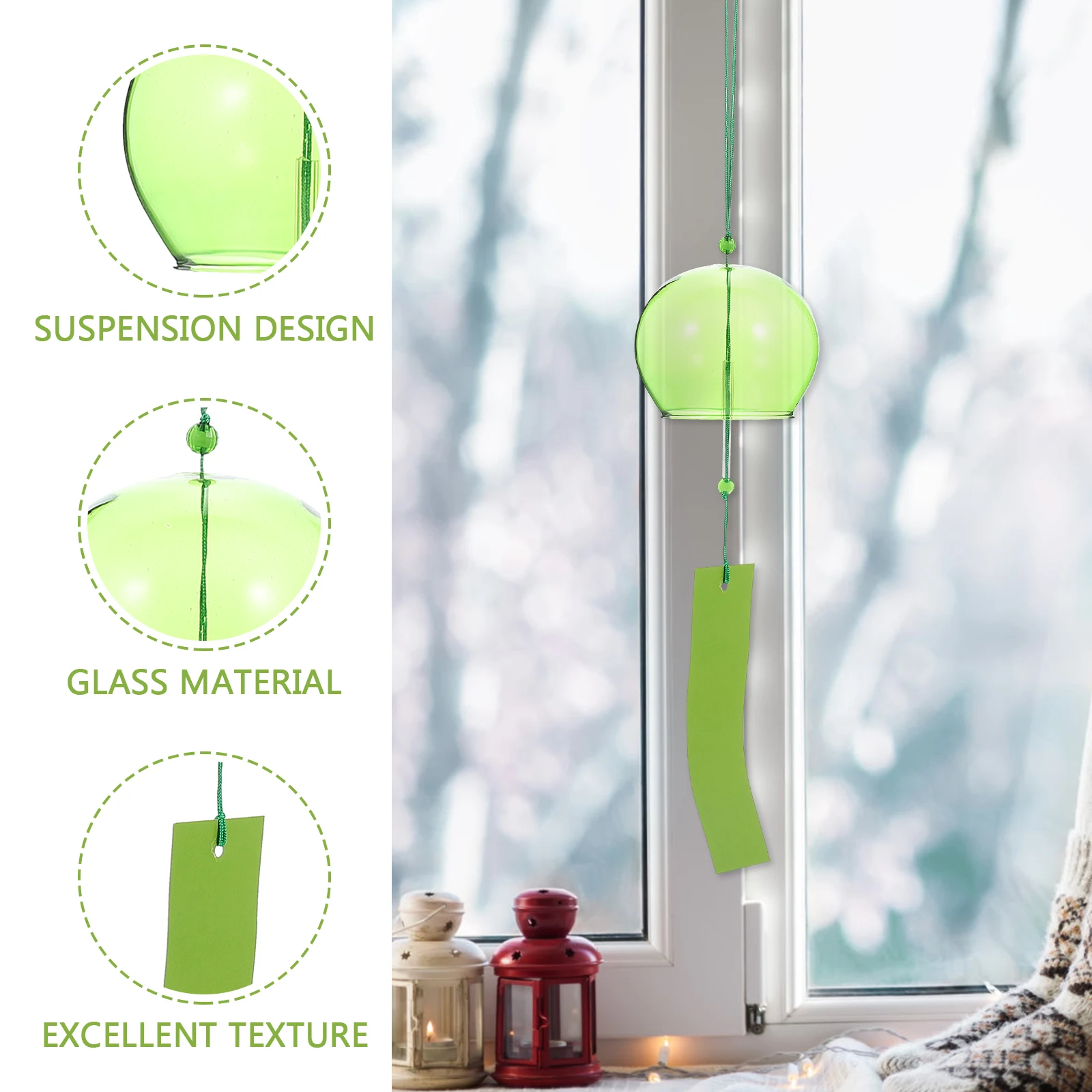 

6pcs Glass Wind Chimes Clear Handmade Decorative Bells Balcony Yard Garden Hanging Ornaments Outdoor Wedding Home Decor