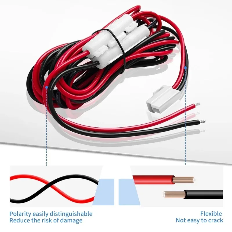 2pcs 3M T-Shape Car Radio DC Power Cable CB Radio Power Adapter Mobile Transceiver Power Connector for YAESU Kenwood ICOM Radio - view 3