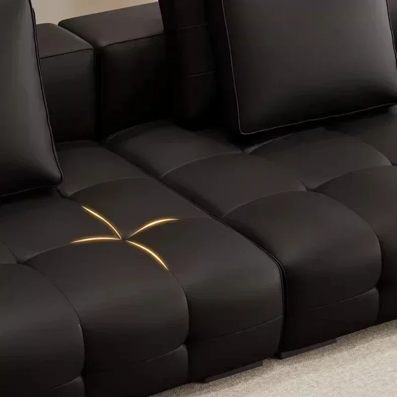 أريكة أوروبية أطول من الجلد الفاخر بتصميم صالة غرفة المعيشة أريكة حديثة كرسي منتفخ أثاث أريكة Muebles Para El Hogar