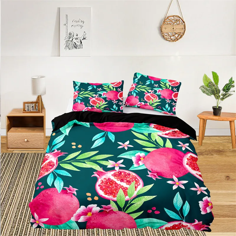 Cute Chic Fruit Bedding Set For Kids Girls Boys Room Decor Tropical Pineapple Cherry Pomegranate Print Duvet Cover Pillowcases