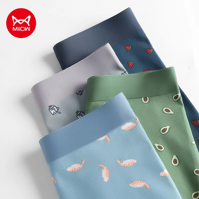 

MiiOW 3Pcs Autumn Winter Cotton Men's Underwear Set Antibacterial Crotch Mens Underpants Funny Printed Man Panties Boxers Briefs