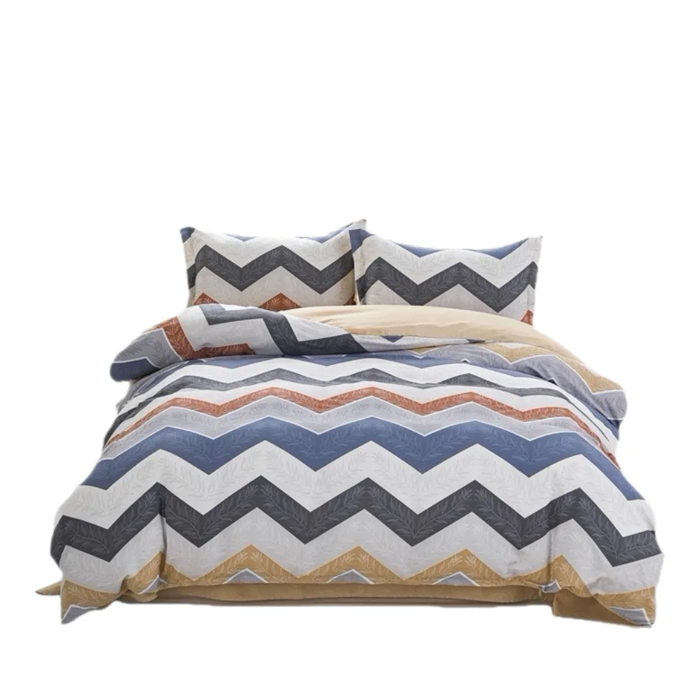 100% Cotton 4 Piece Bed Sheet Set Pure Cotton Simple Design Double Bedding Set