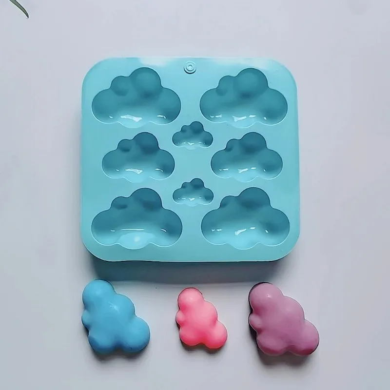 8 Cavities Cartoon Cloud Silicone Soap Mold DIY Candle Resin Plaster Making Set Chocolate Biscuit Cake Ice Mould Decor Gift Home