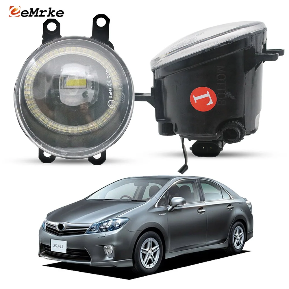 Upgrade LED DRL Fog Light PTF Lens for Toyota Sai 2009-2017 HS250h 2010 2011 2012 Angel Eye Ring Width Indicator Day Lights