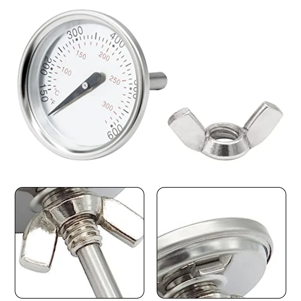 65040 7581 For Weber Grill Thermometer Stainless Steel BBQ Temp Gauge Compatible with Q Series Gas Grills 45MM