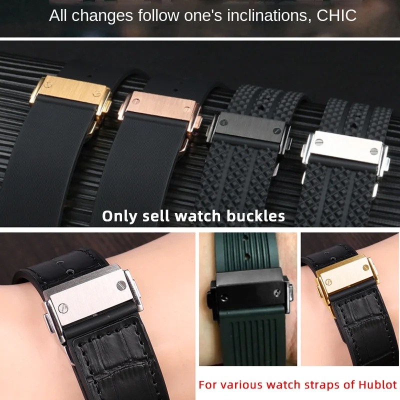 For HUBLOT Clasp Big Bang 18mm 22mm Metal Buckle Classic Fusion Yubo Folding Clasp Women Silicone Leather Replacement Clasp Men