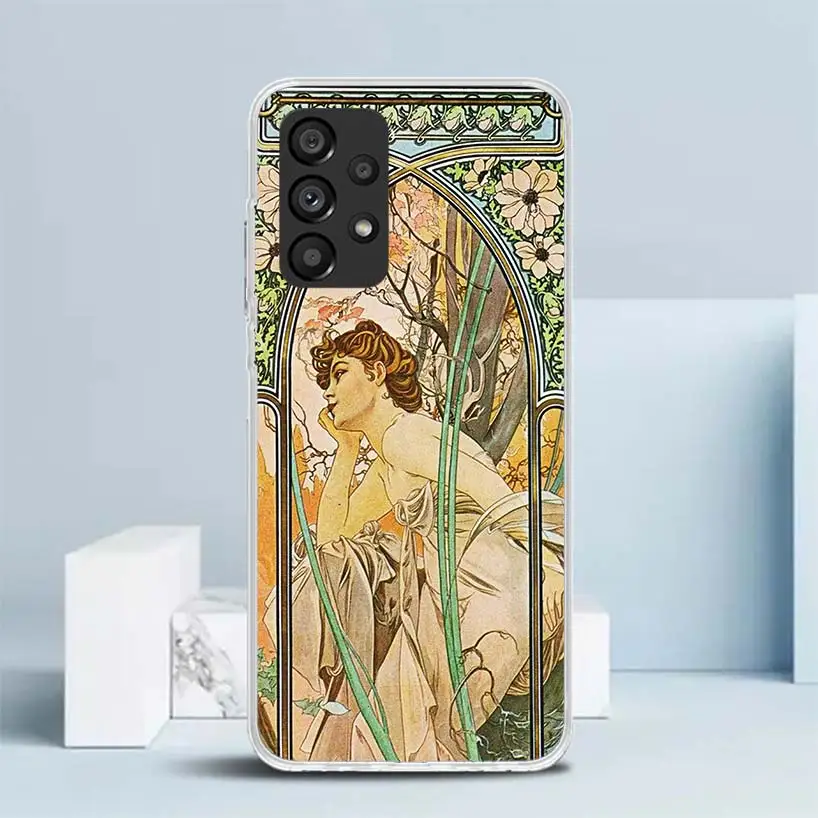 Alfons Mucha Primavera miękka obudowa do Samsung Galaxy A52 A53 A54 A12 A13 A14 etui na telefon A32 A33 A34 A22 A23 A24 A04S A03S A02S C