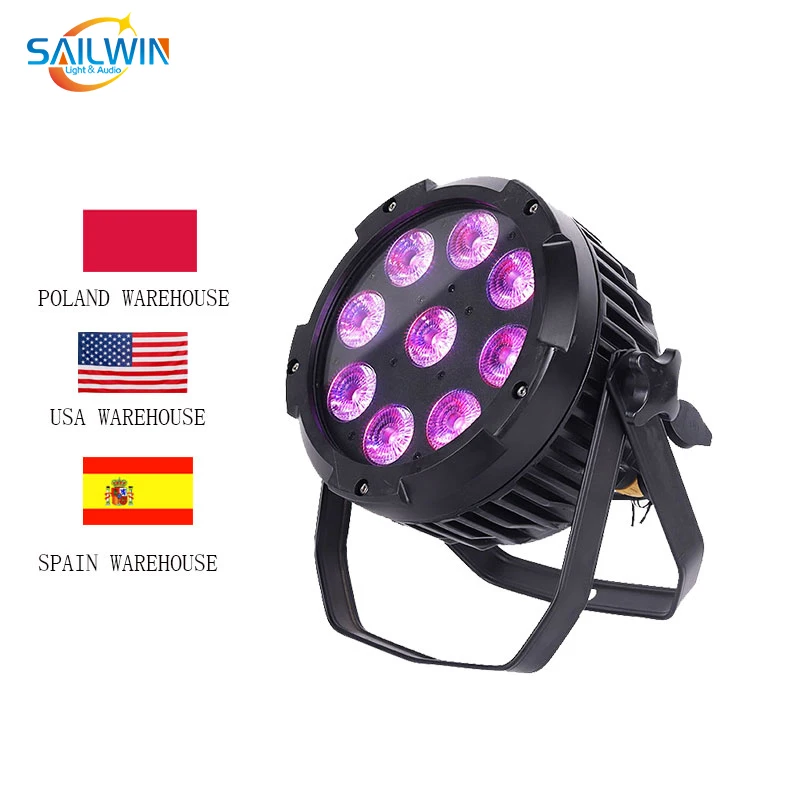 Sailwin Factory Price CE/ROHS 9X18W 6in1 RGBWAW UV Outdoor Waterproof LED Par Light DMX512 Battery Powered LED UPLIGHT For Event