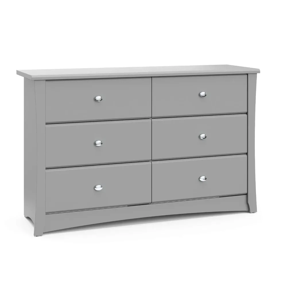 Crescent 6 Drawer Double Dresser (Pebble Gray) – GREENGUARD Gold Certified, For Nursery, Dresser, Kids Nursery Organizer