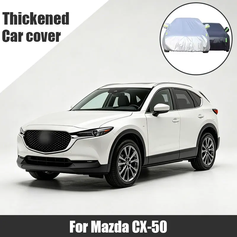

For Mazda CX-50 Full Car Cover Side Zipper Design Waterproof Dustproof Sun Protection Outdoor Vehicle Cover