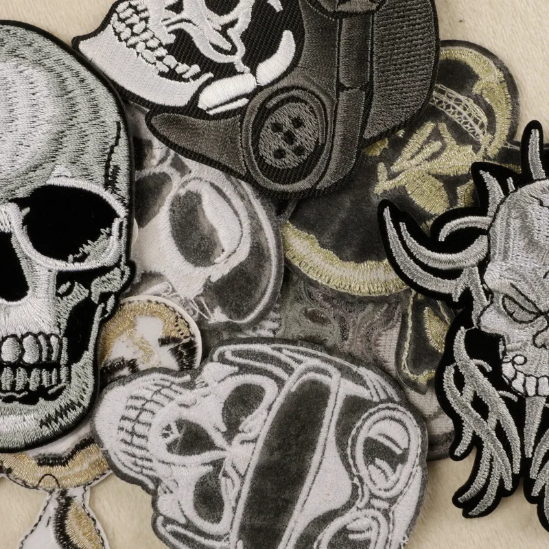Schädel bestickte Patches für Kleidung Eisen auf Nähen Stoff Aufkleber Thermo Jacke Jeans Strijk Diy Mochila Parches – Detail 13