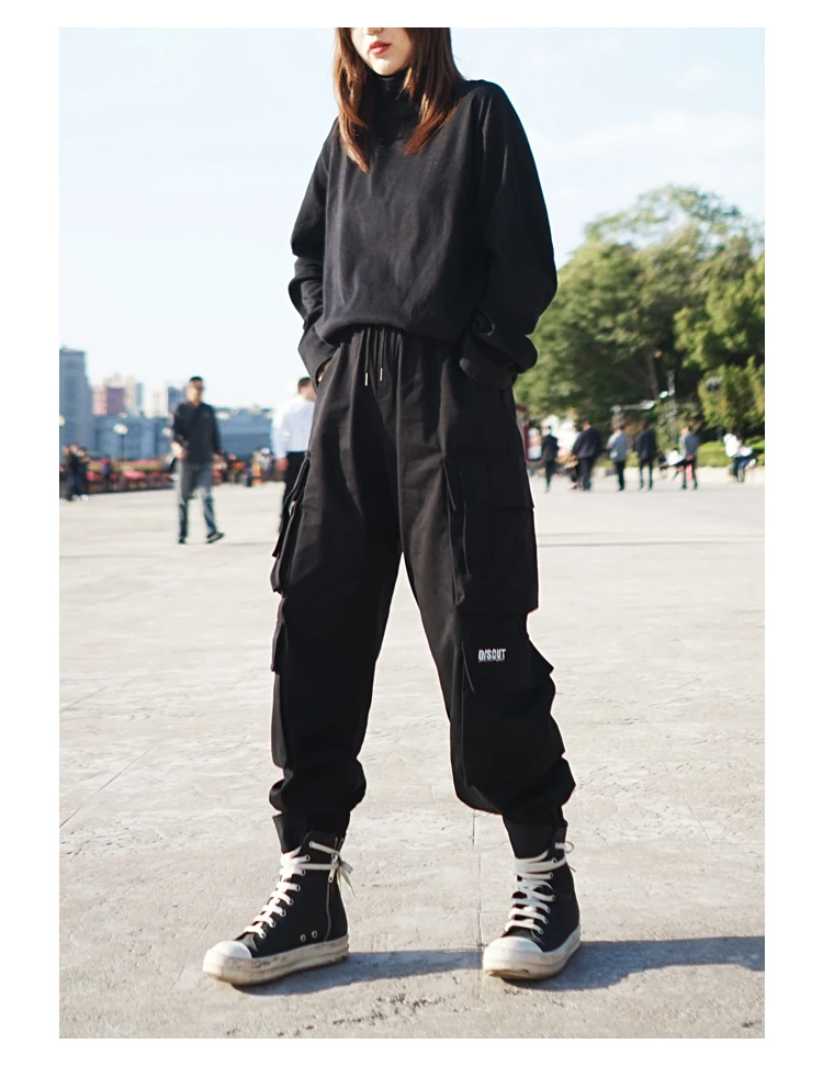 Arbeitshose in Übergröße für Damen, lockere und dünne Passform, schmale und hoch taillierte Hip-Hop-Stil aus reiner Baumwolle, neutrale und trendige Marke