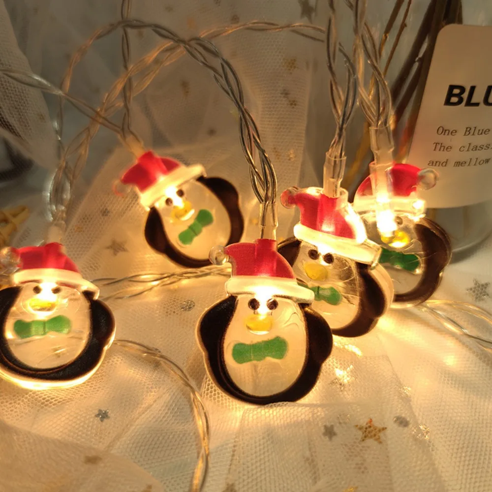 Árbol de Navidad, cadena de luces navideñas, bolsa de transporte de muñeco de nieve, tira de luces navideñas para hombre mayor, Papá Noel con batería