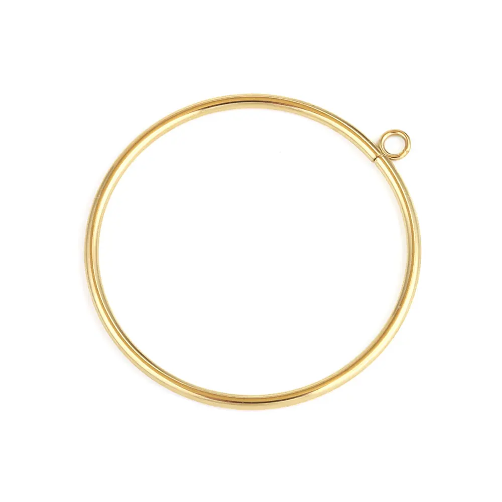 10pcs Stainless Steel Round Large Circle Ring Gold Plated Charms For DIY Earrings Conectors Jewelry Findings Parts Components