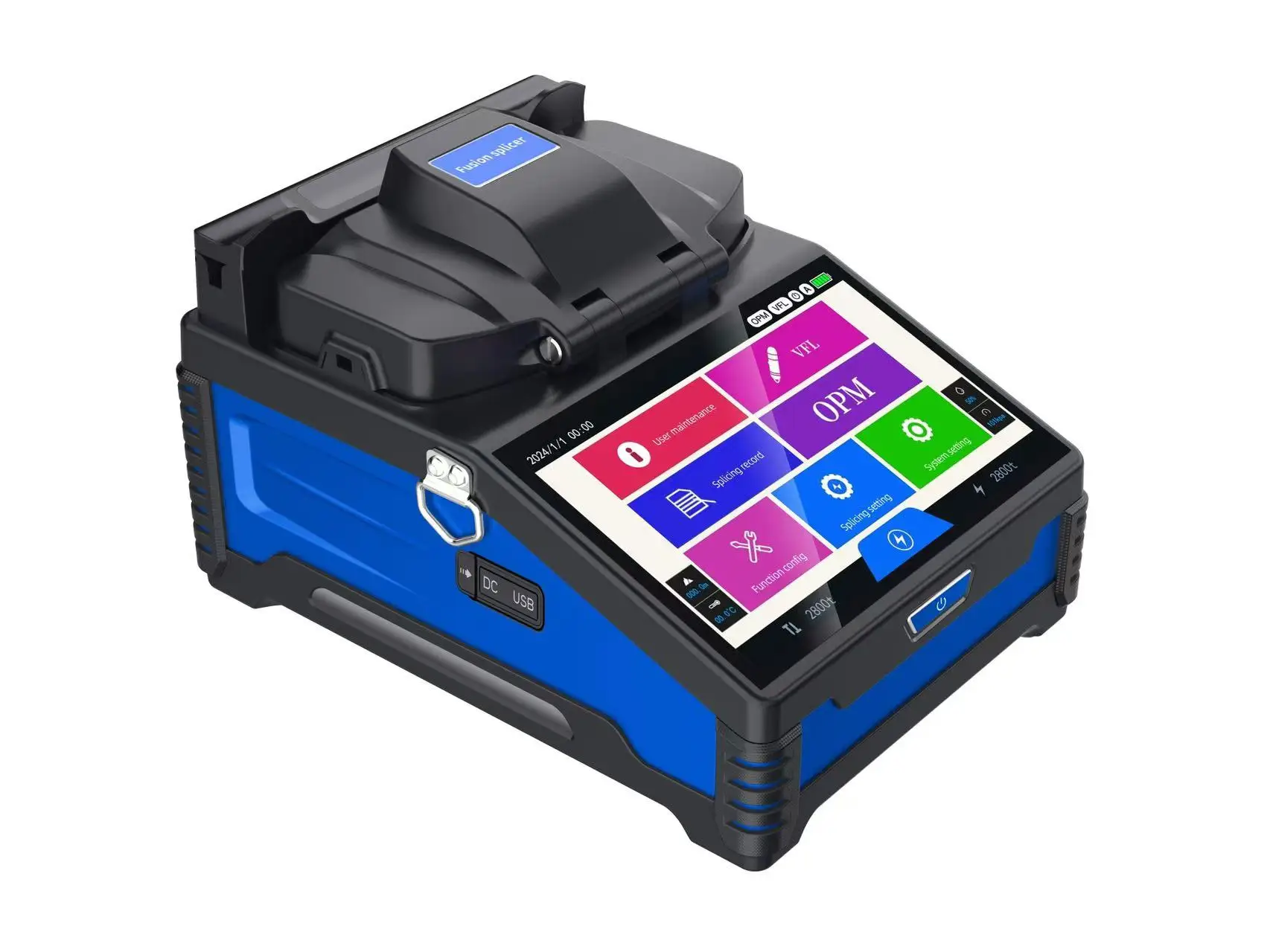 

2024 New Fiber Optic Fusion Splicer 6 Motors Optical Core Welder Splicing Machine With VFL OPM Tool Kits Touch Screen And stool