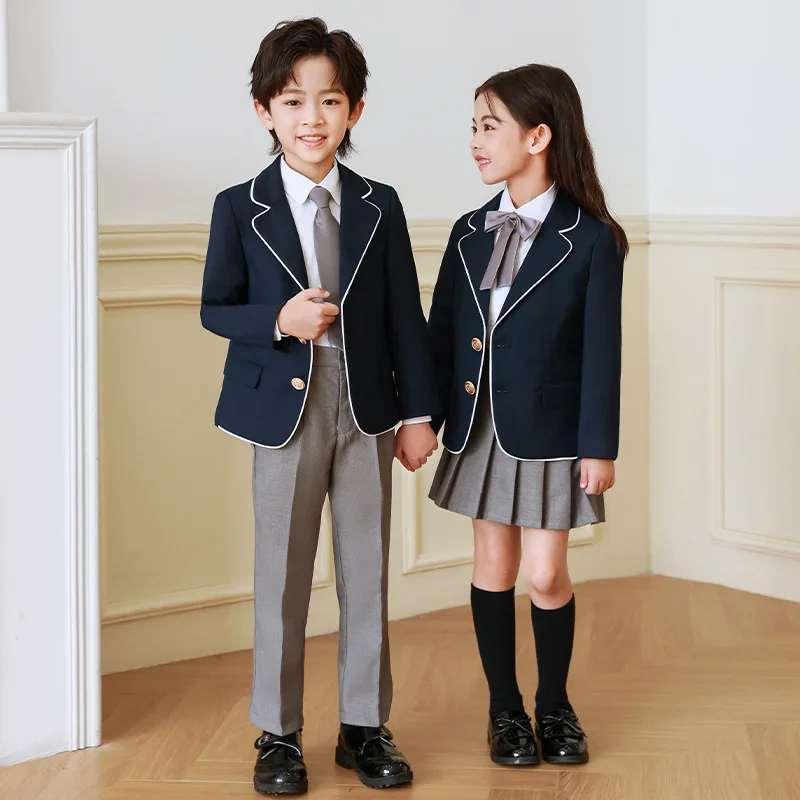 2024 Clibeso Formal Suit Sets for Children Kids British Style Kindergarten Uniforms Sisters and Brothers Matching Outfits 5 Pcs