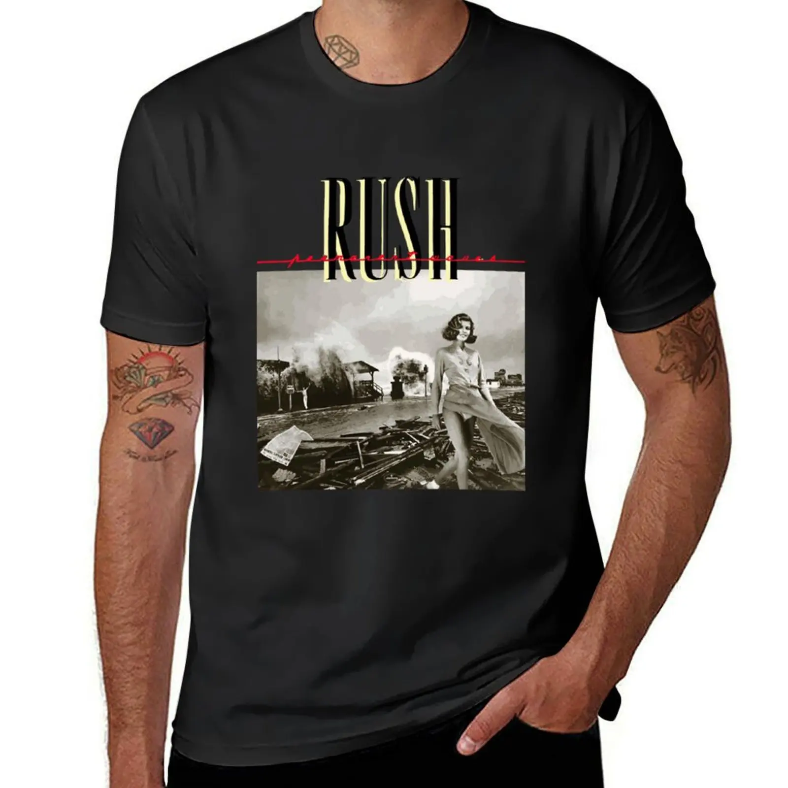 

Rush Permanent Waves T-Shirt tops customs boys animal print sweat shirts, men