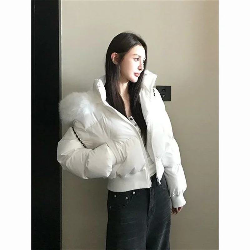 

Female Jackets Outwear Winter Parkas Women Jacket New Down Cotton Padded Fur Collar Long Sleeves Casual Snow Wear Coat