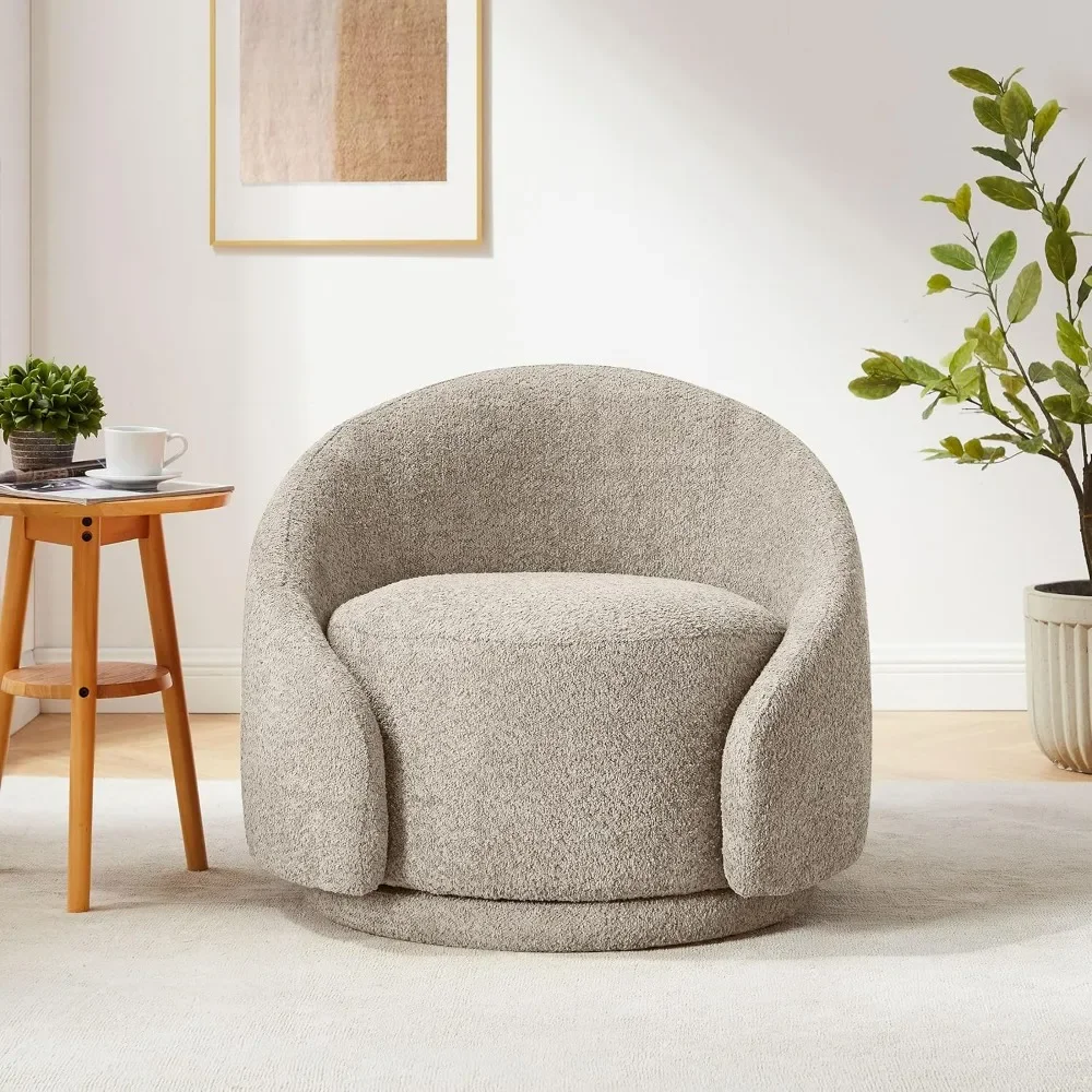 Rotating bucket chair, cushioned modern circular living room chair, 360 ° rotating single sofa, living room and bedroom