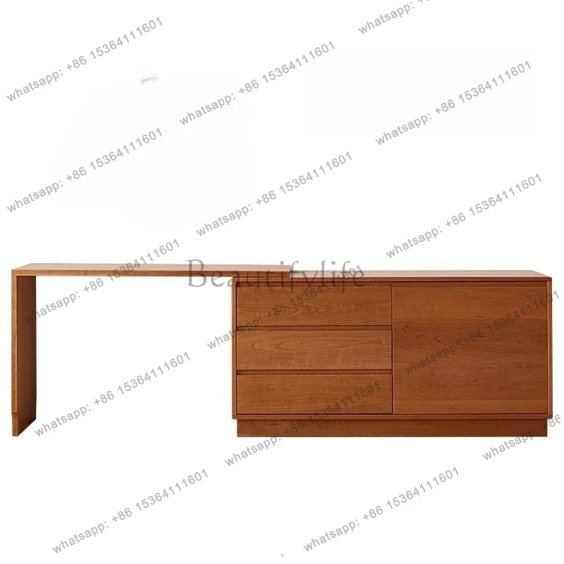 Nordic All Solid Wood Black Walnut Dresser Simple Makeup Table Integrated Storage Cabinet Cherry Wood Corner