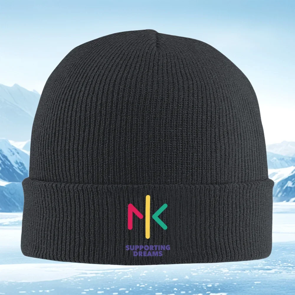 2026 Abstract initials,supporting dreams Men Women Unisex Knitted Hat Beanie Pullover Cap Winter Thermal Warm Christmas Outdoor