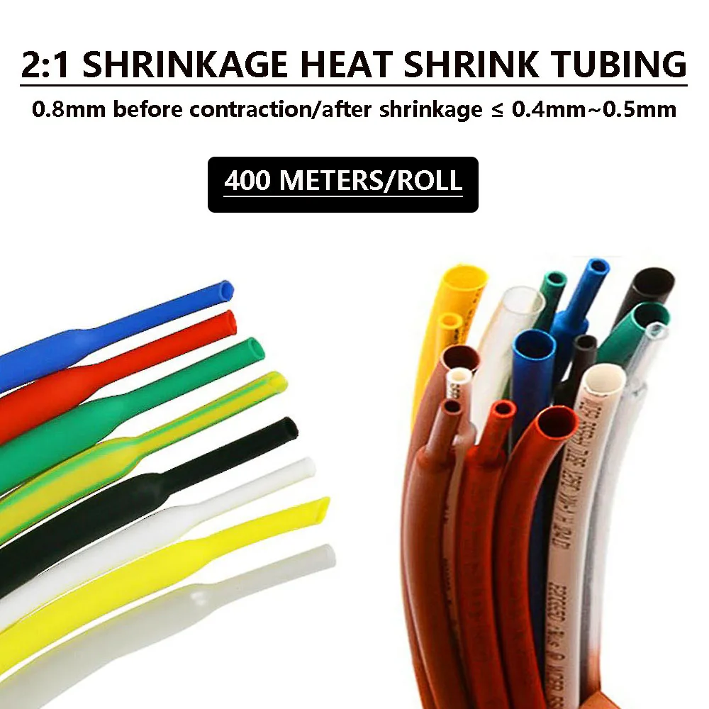 0.8mm Shrinkage Ratio of 2:1 White Wordless Flame Retardant PE Sleeve After Shrinkage ≤ 0.4mm-0.5mm 400m/roll