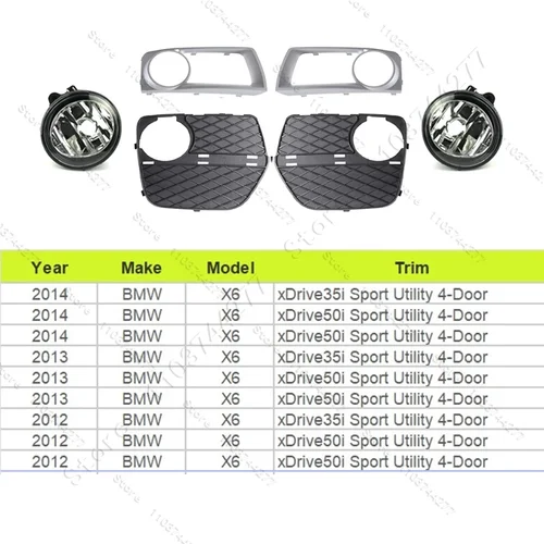 Imagen 2 del producto Para BMW X6 (E71) 2012-2014 Bisel de rejilla de luz antiniebla 51117312605 51117312606 51117312595 51117312596 63177311351 63177311352