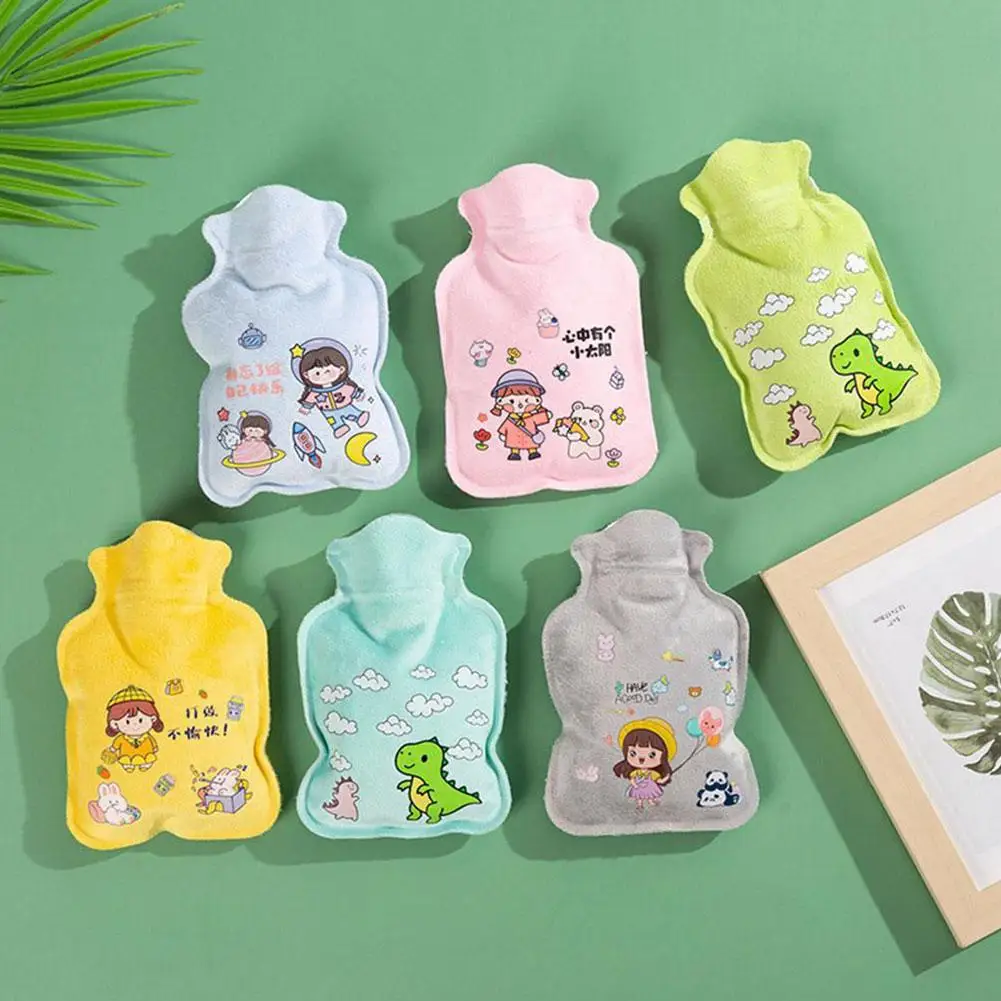 1PC Cute Cartoon Water Injection Plush Warm Water Bottle Mini Explosion-proof Portable Winter Hand Warmer Winter Christmas Gift