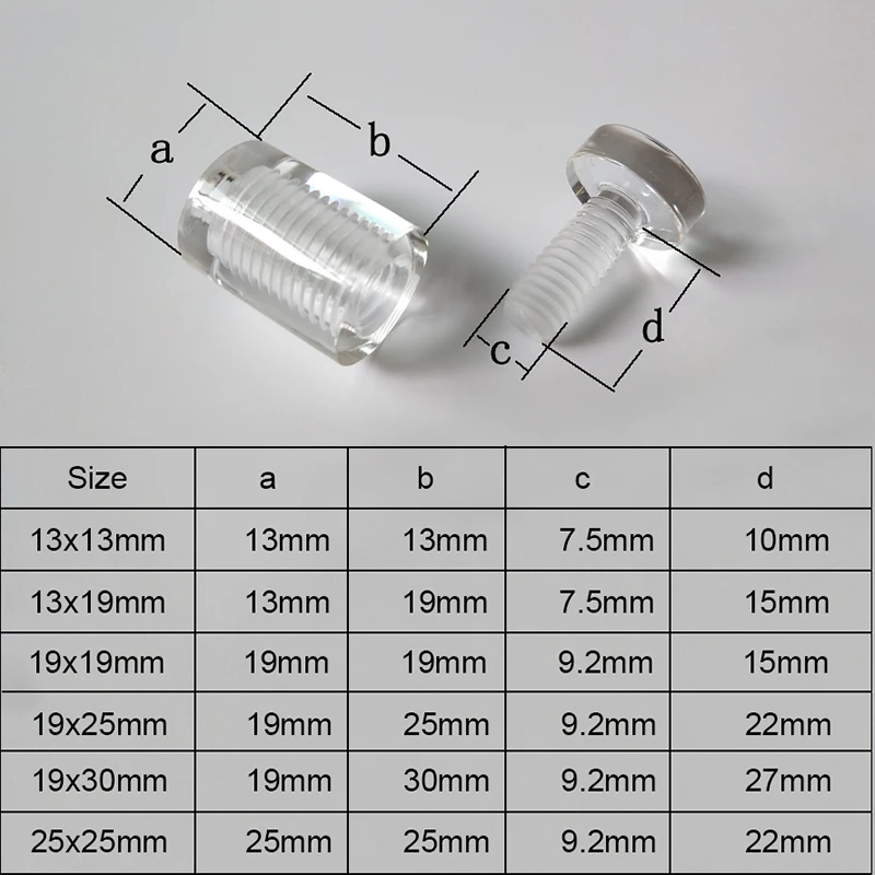 Courier 500PCS Transparent Acrylic Advertisement Nails Screws Wall Sign Billboard Glass Standoffs Pins Fasteners Fixing Hardware