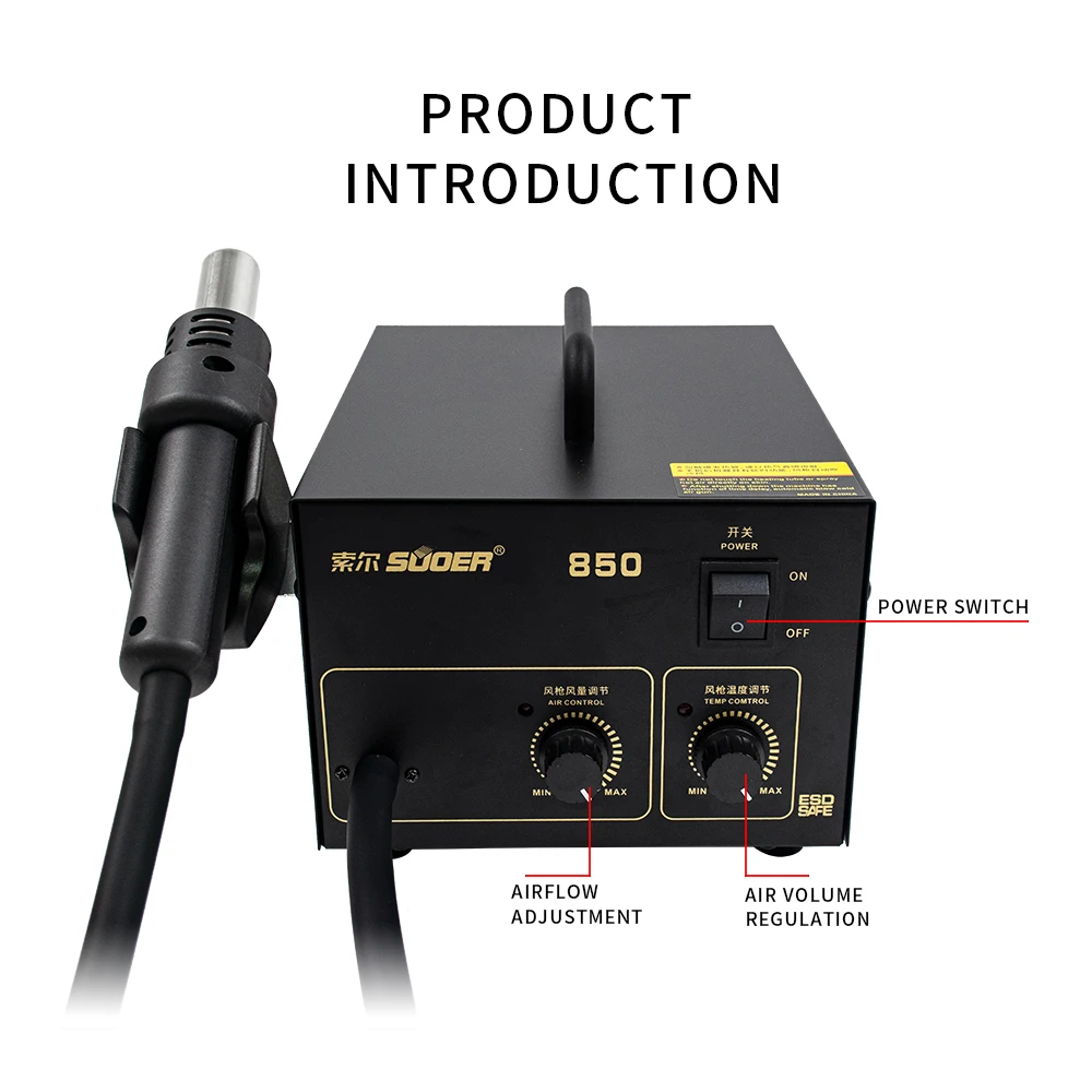 CE認証取得済み デジタルBGA 600W SMDリワークステーション 調整可能な一定温度 ホットエアブロワー 溶接はんだ付けヒートガン