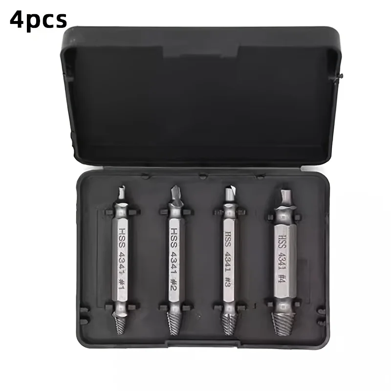 4pcs Hexagonal Shank Broken Head Screw Extractor Screw Broken Head Screwdriver for Taking out Electric Drill Tool Set