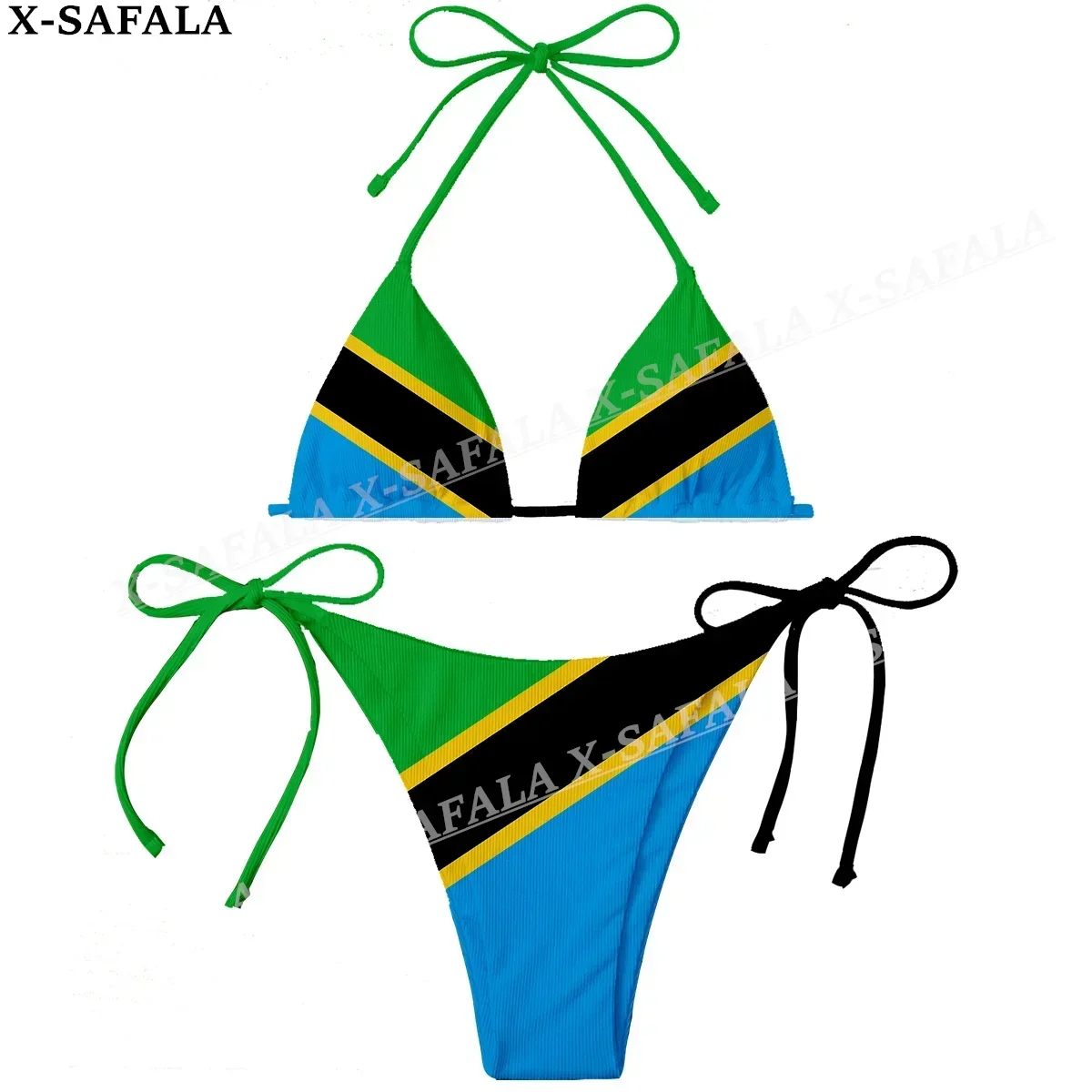 Tanzania Country Flag 3D Print Women Micro Sexy Bikini Bra Set Summer Beachwear Sexy Beach Two Pieces Bathing Suits Swimwear