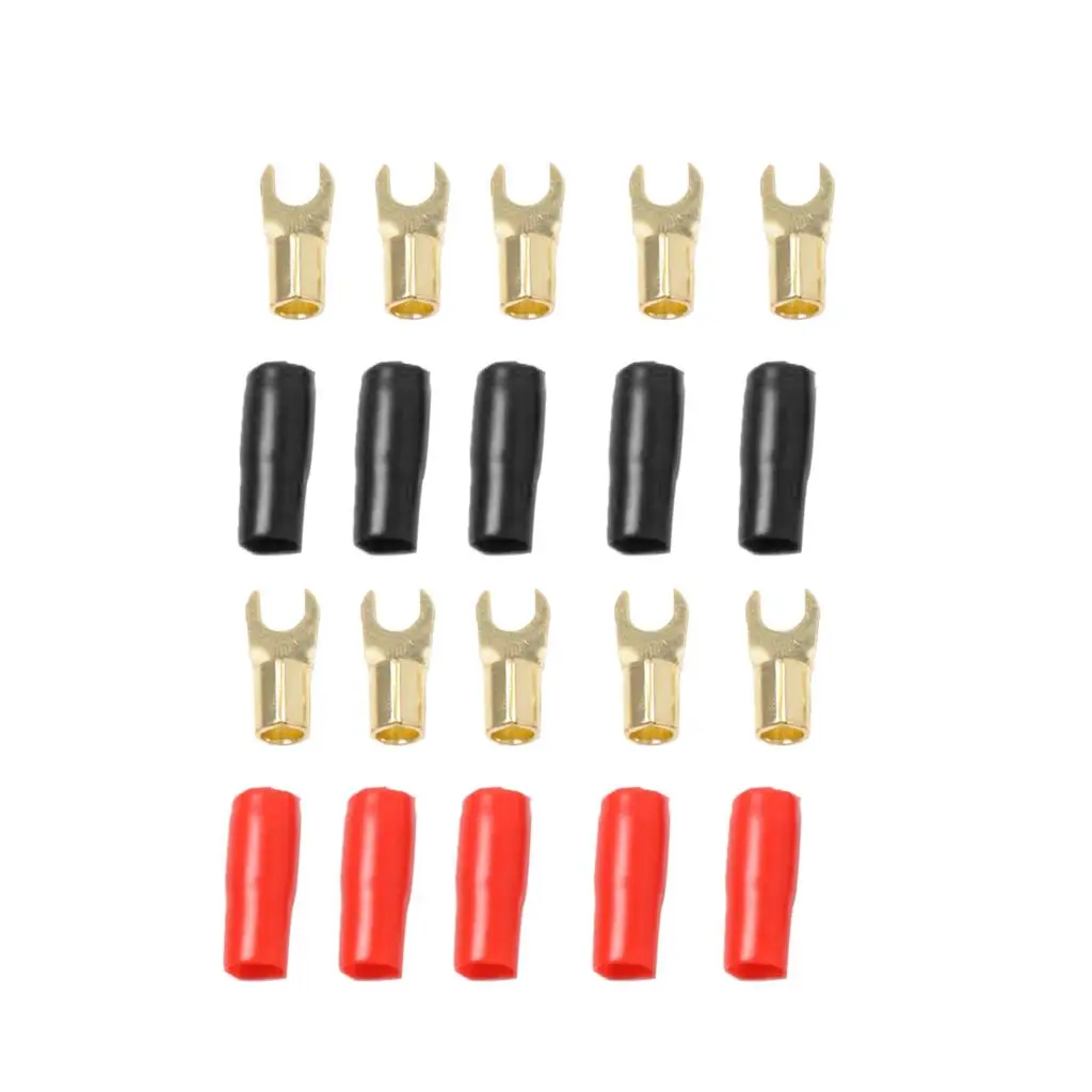 5 Pairs 8 AWG Automotive Audio Speaker Refit Fork Terminals Connectors