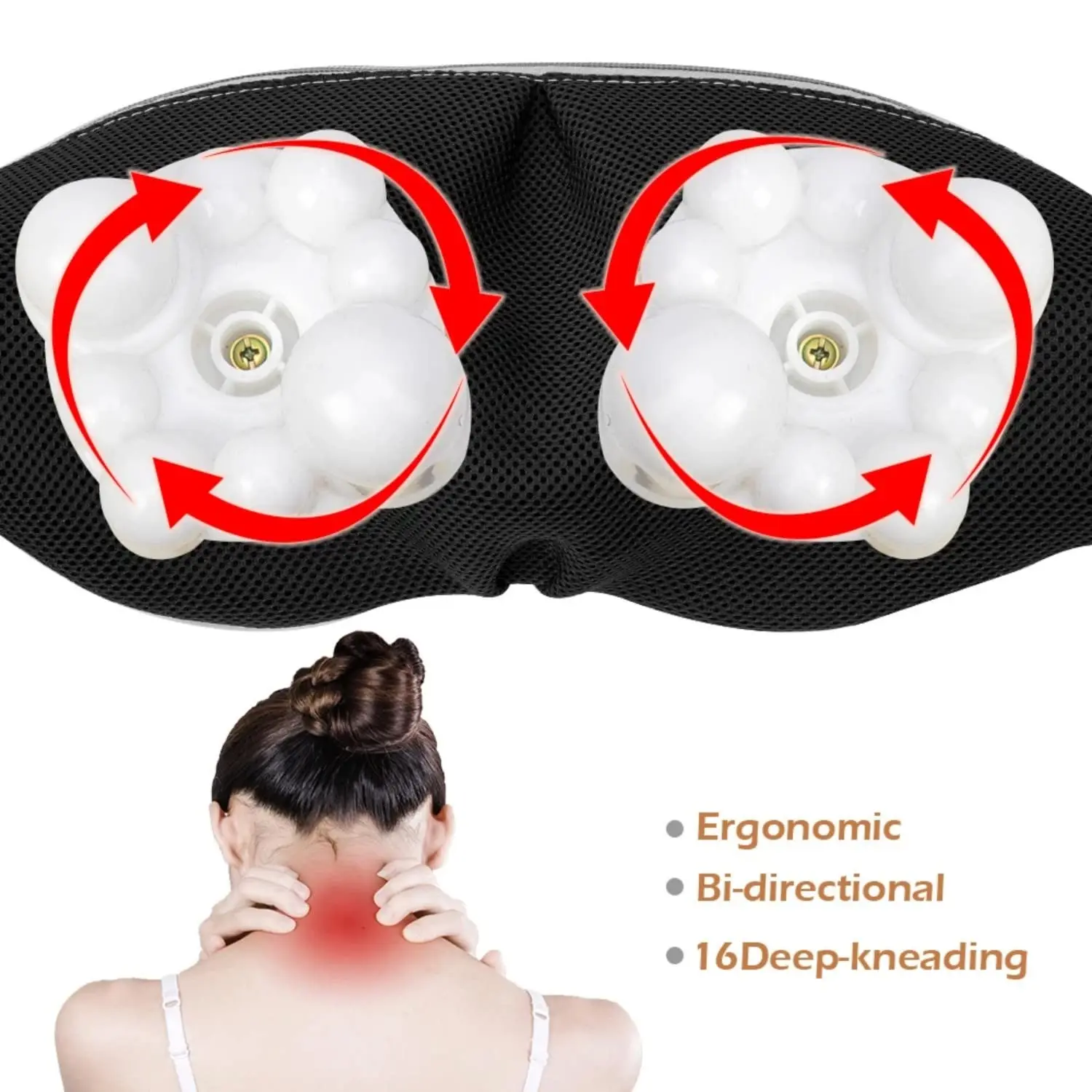 3D Kneading & Shiatsu Massage Shawl Pillow with Heat Therapy - Portable Neck Shoulder Back Massager for Home, Office Use - Relie image 6