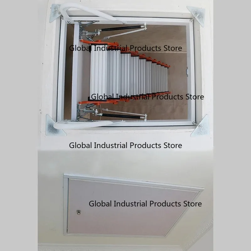 Electric Ceiling Folding Telescopic Ladder with Handrails - Remote Control Attic Stairs for Hatch Accessible Home Improvement
