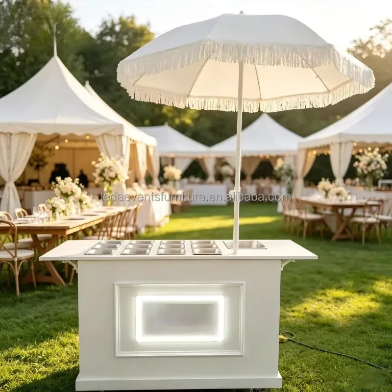 Customizable Candy Display Cart Dessert bar Car Table with Wheel and Umbrella for Wedding Party Events Decoration