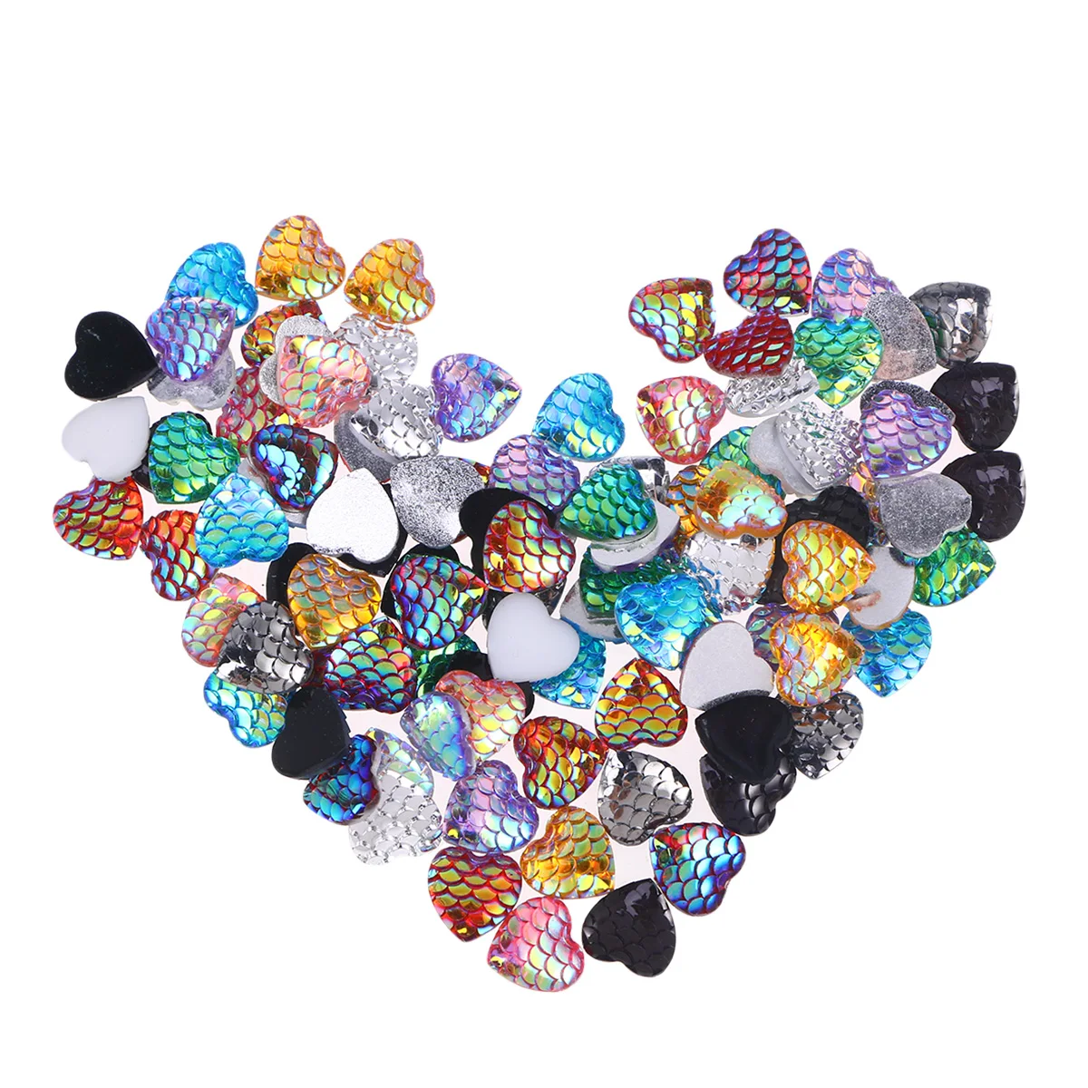 

100 Pcs Resin Drill Patch Cabochons Flatback for Jewelry Making Heart Embellishments