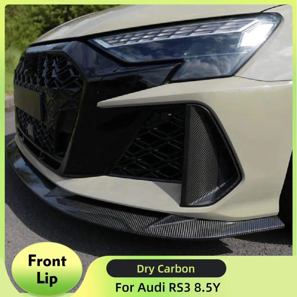 

Спойлер-накладка на передний бампер из сухого карбона (препрег) для Audi RS3 8.5Y 2025-2026, передний сплиттер-спойлер, элементы обвеса