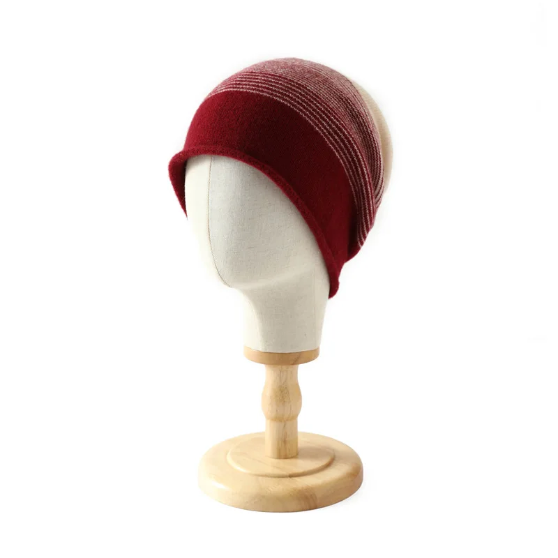 

New Hat Stocking Watch Cap Hugger Toque Head Merino Wool rolled-edge Knitted Woolen Hat Women Warm Autumn Winter B8M72