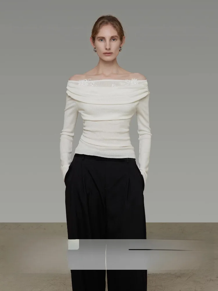 

Женский трикотаж Unspoken на одно плечо, облегающий базовый трикотаж, весна 2026, Faion Relax Sle, средний мягкий длинный трикотаж све